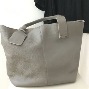 Durable stylish Grey pebble leather satchel